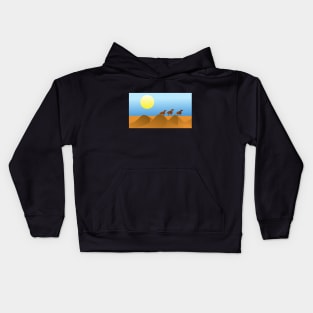 Camels in Desert Landscape Kids Hoodie